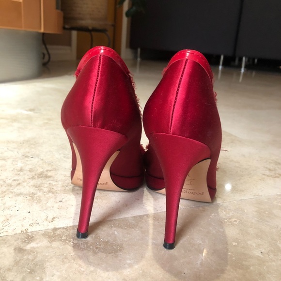 Pedro Garcia Red Satin fringe heels size 8 - Picture 3 of 5